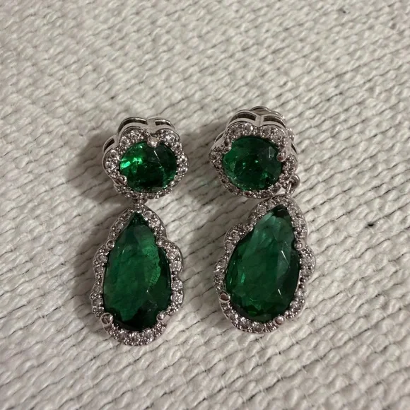 Kenneth Jay Lane Cubic Zirconia TearDrop Earrings - Picture 1 of 7